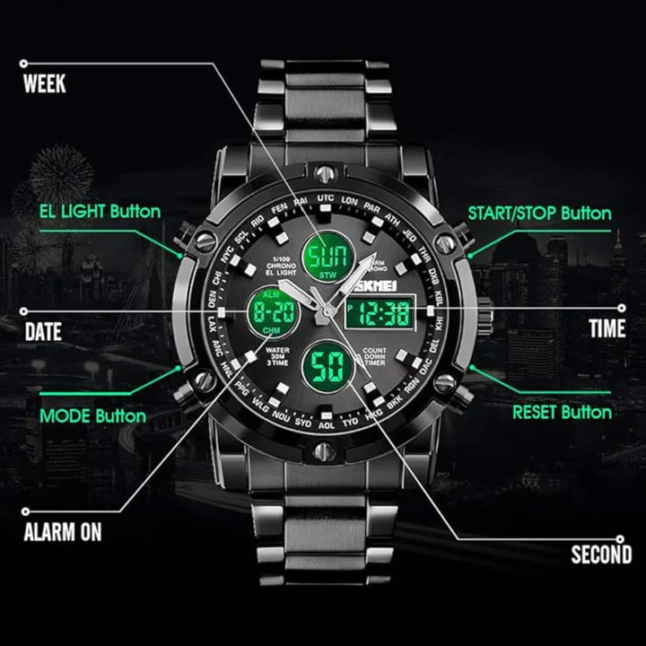 SKMEI 1389 Men's Dual Display Waterproof Fashion Watch