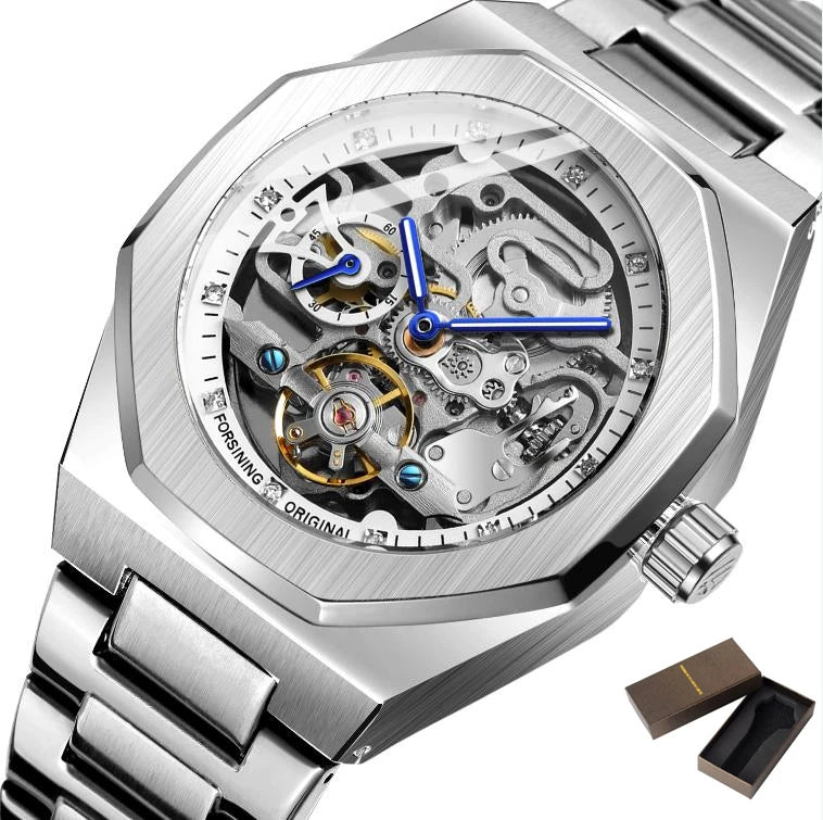 Luxury Automatic Watch 3D Diamond Skeleton Hollow Mens Wristwatches