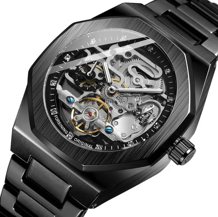 Luxury Automatic Watch 3D Diamond Skeleton Hollow Mens Wristwatches