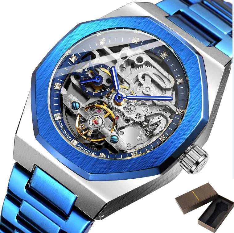 Luxury Automatic Watch 3D Diamond Skeleton Hollow Mens Wristwatches